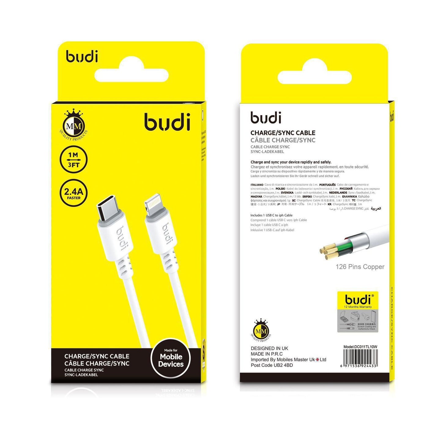 budi USB-C to Lightning Charge/Sync Cable