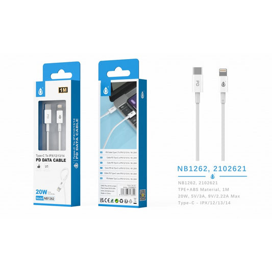 Type C To Lightening Data Cable, 3A, 1M, White