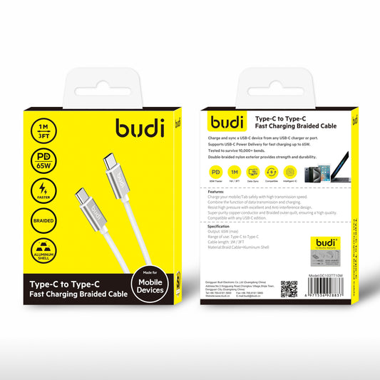 budi Type-C to Type-C Fast Charging Braided Cable