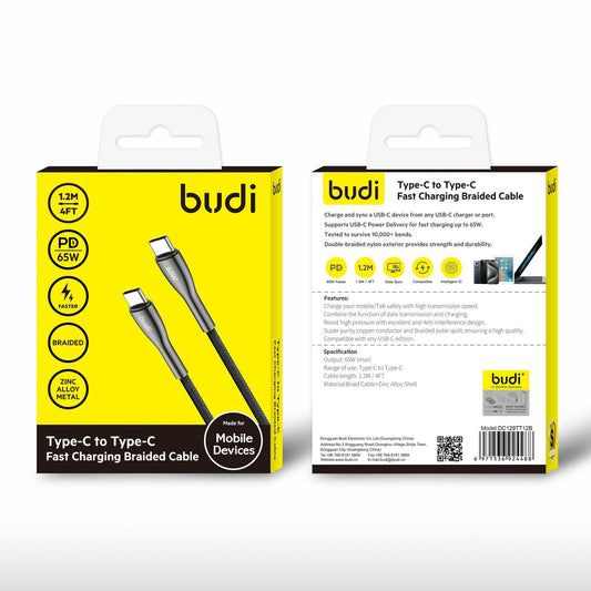 budi Type-C to Type-C Fast Charging Braided Cable (1.2M)