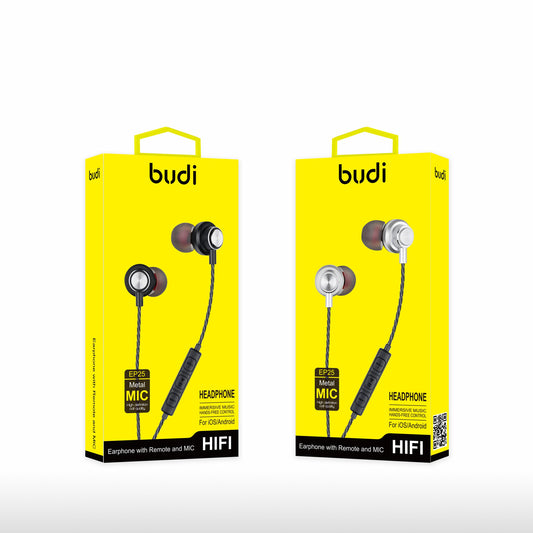 budi EP25 Wired Earphones with Remote & Metal MIC